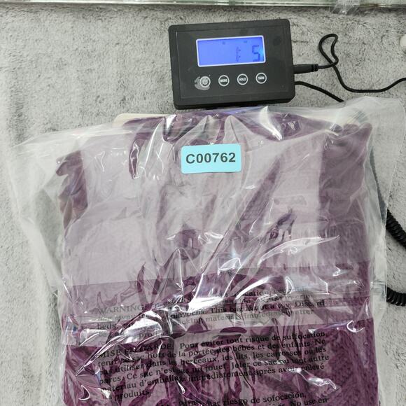 Effortless Style by Citiknits Sweater Womens L Purple Chunky Knit Fringe Trimmed - Picture 8 of 8